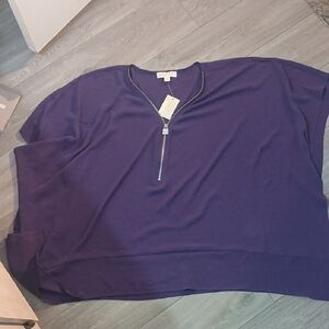 Purple Women's Top with Zipper Detail